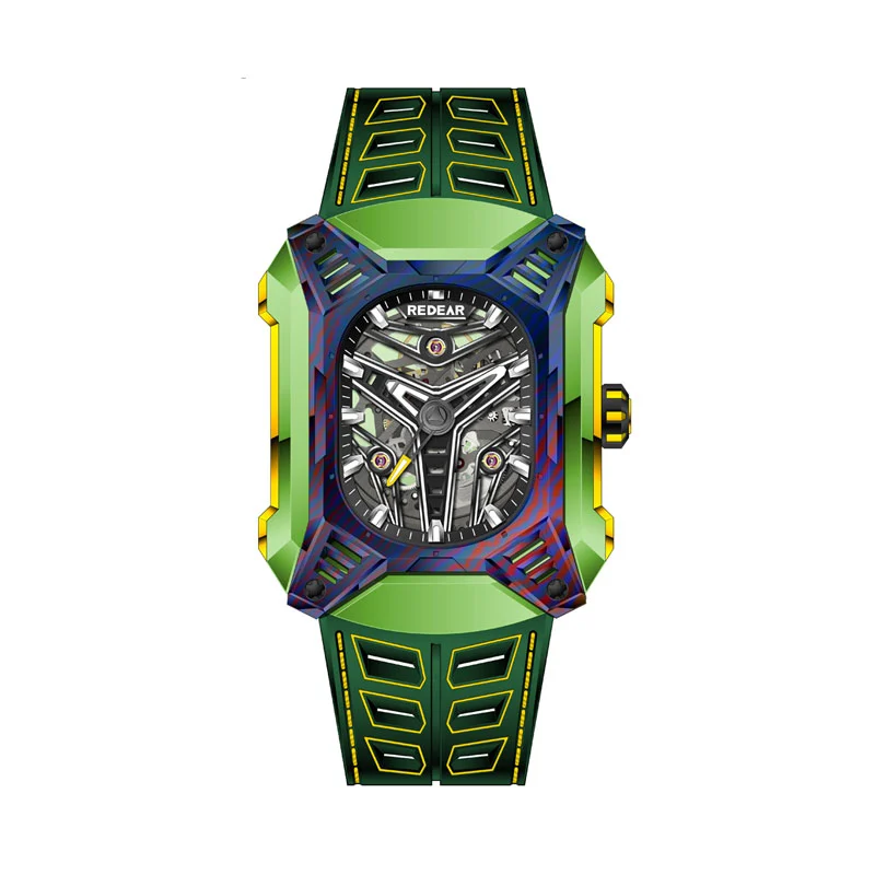 Luxury Swiss Mechanical Watch With Vibrant Colors And Fluoroelastomer Straps