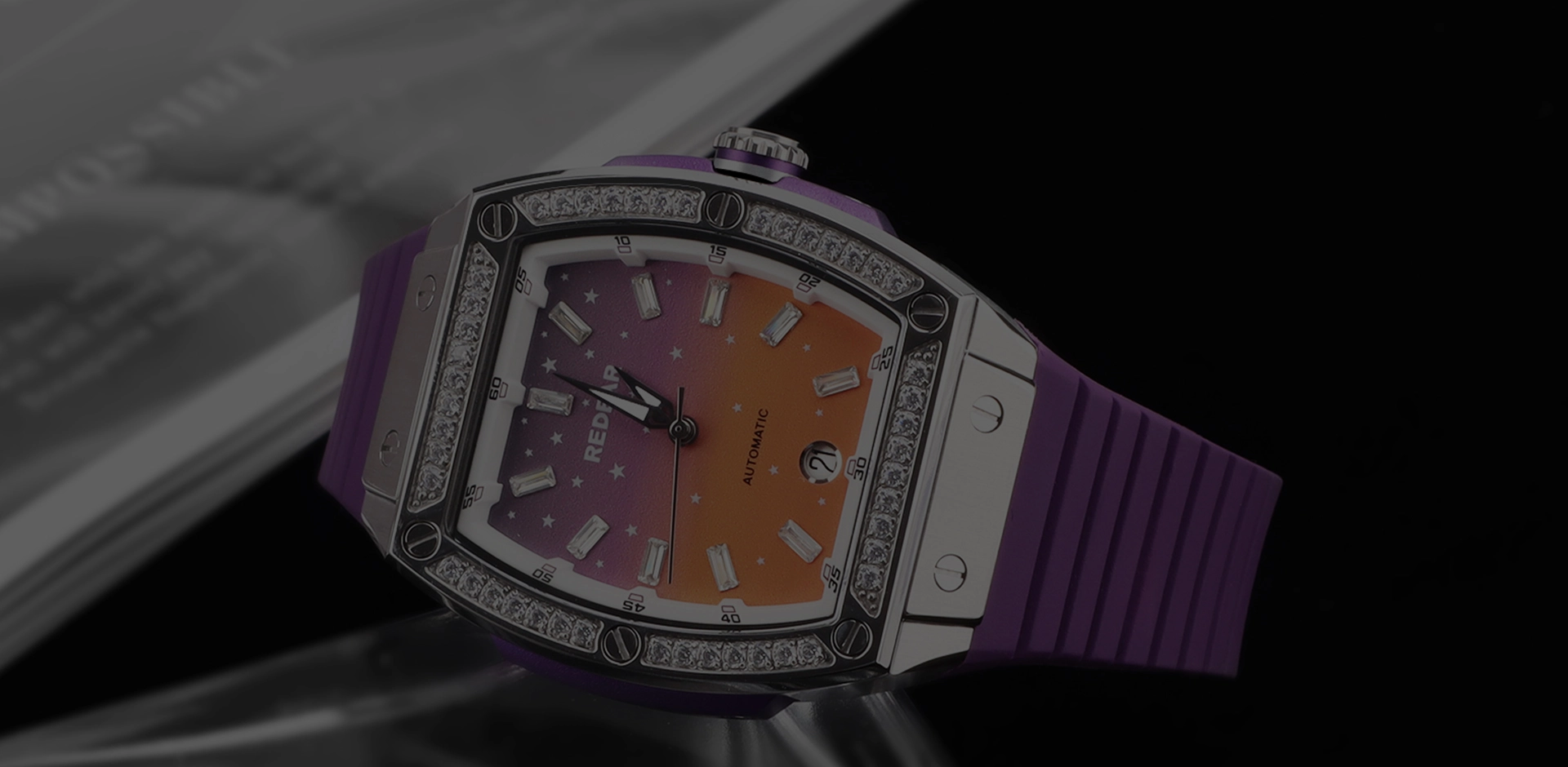 Female Stainless Steel Barrel-Shaped Ronda Quartz Watch With Starry Diamond Dial